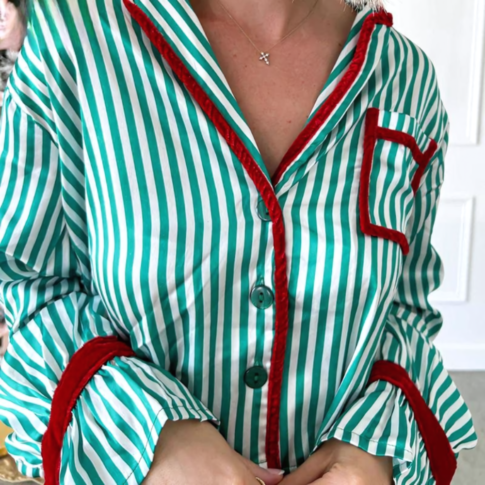 Striped & Velvet Bow Pajamas