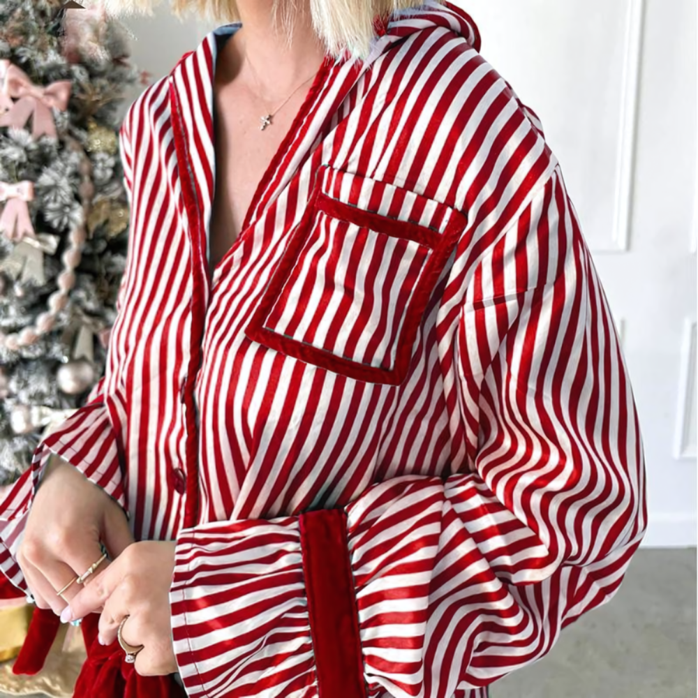 Striped & Velvet Bow Pajamas